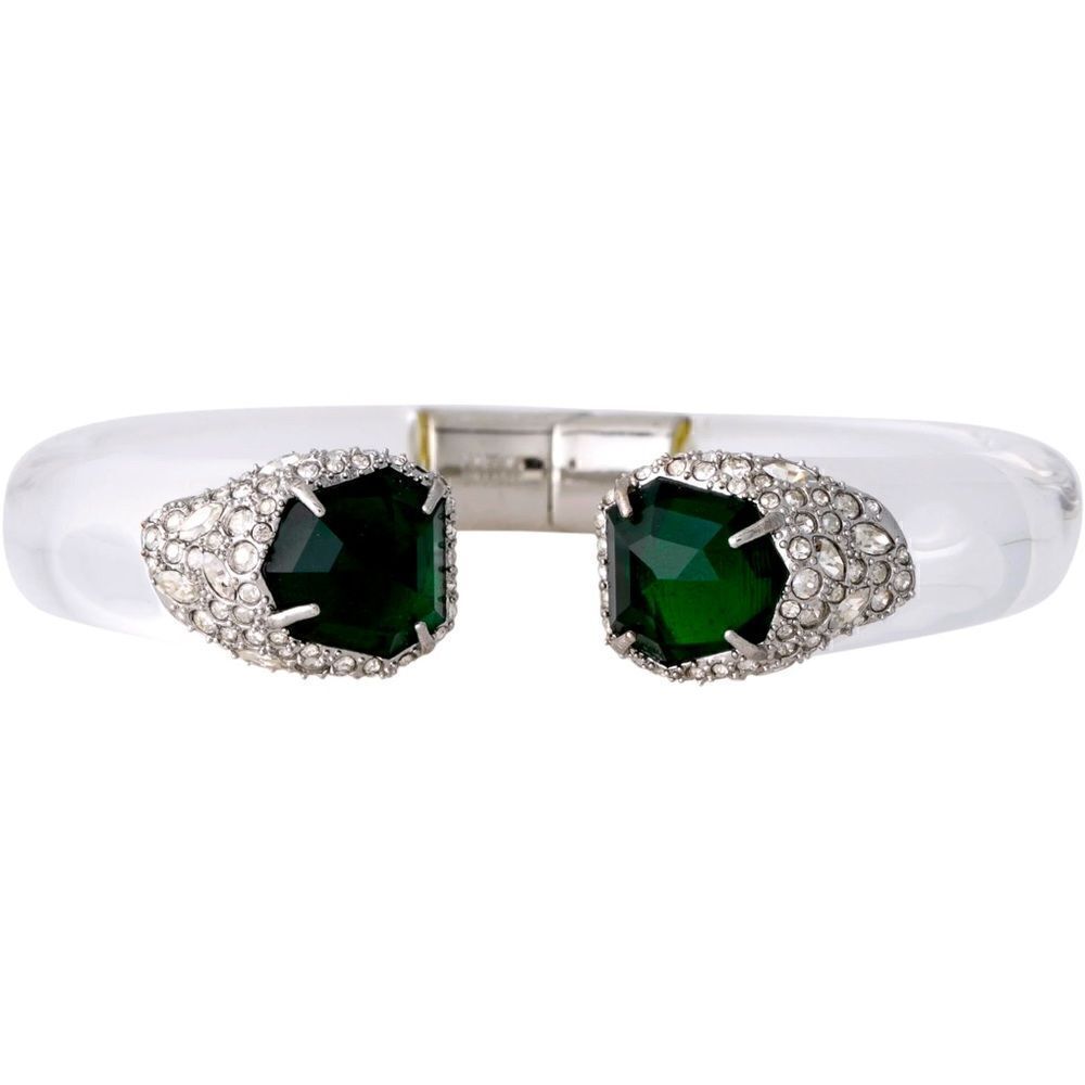 ❤️SOLD❤️ALEXIS BITTAR Emerald Green, Crystal & Clear Resin Hinge Cuff